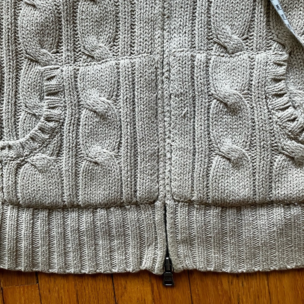 Polo Ralph Lauren Beige Zip-Up Cable Knit academic preppie old money tennis - Picture 11 of 12